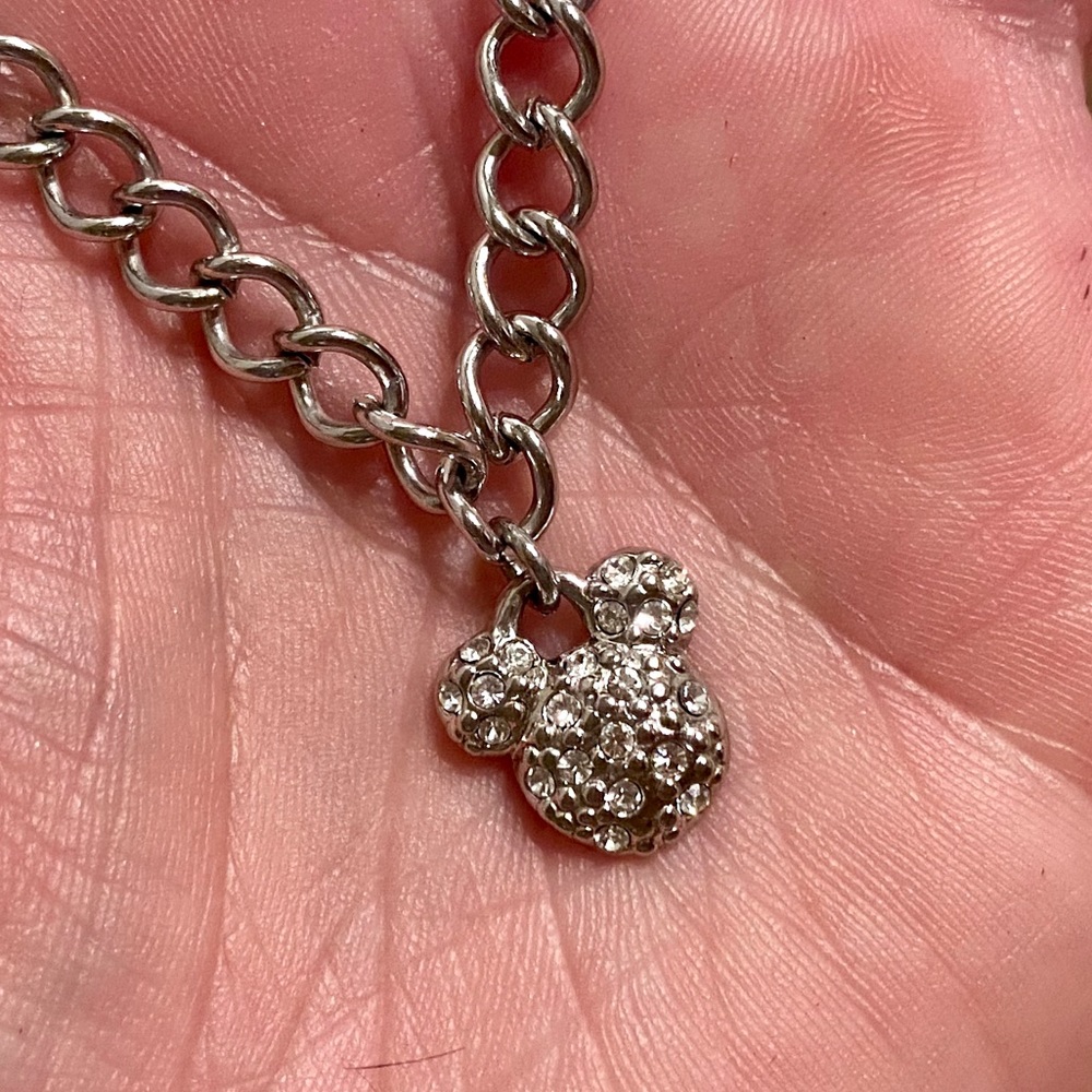 Disney Silver-Tone Crystal Mickey Mouse Necklace